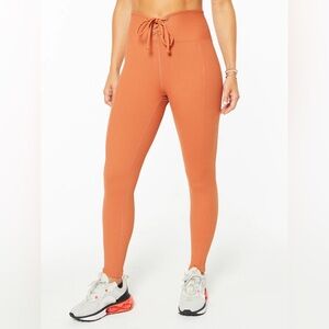 Year of Ours Ribbed Football Leggings in Terracotta
